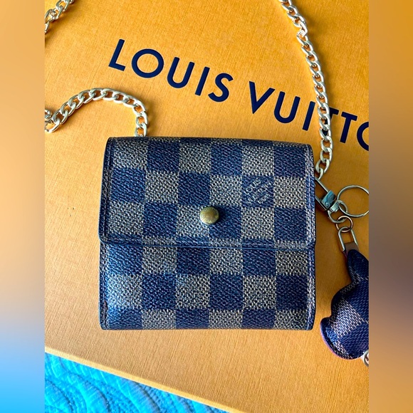 Louis Vuitton Damier Ebene Elise Wallet(chain and wallet  charm included) SOLD - Picture 2 of 8